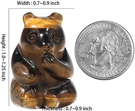 mookaitedecor Tiger's Eye Mini Carved Stone Bear Figurine, Healing Crystal Animal Statue Sculpture Ornament for Home Office Bonsai Meditation, Height 1.06-1.25