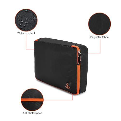 Image of Nasher Miles Packing Cube Set of 4 | Polyester Luggage Travel Organizer for Clothes, Shoes & Accessories (Black)