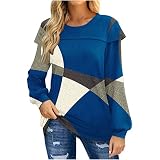 DASEIS Chemise Femme Randonnée Été Doux Volant Chemise Cintrée Petit Carreaux Manches Longue Chemiser Femme Taille Empire Col Rond Elegant Mince Bleu