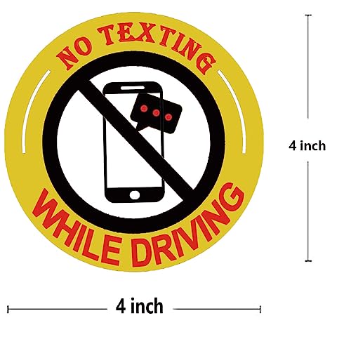 Image of inchNo Texting While Driving inch Safety Caution Stickers Labels，4 inch Warning Sign Label for Car Driver Window Door, Car Body Windshield（6 Pack）