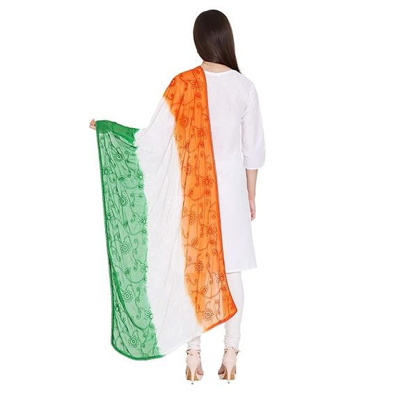Image of Republic Day /Independence Day Tricolor Stole, Dupatta, Scarf for Adults & Kids | Pack of 1pcs | Tiranga Accessories for Patriotic Celebrations | Lightweight & Comfortable