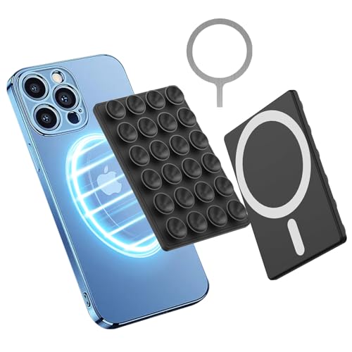 Luxeeva® Sticky Phone Holder for Video Shooting, Hands-Free Calls & Browsing, Silicone Phone Suction Holder with Metal Adapter Ring for MagSafe, Non-MagSafe Cases, Vacuum Suction Magnetic Holder - Image 2