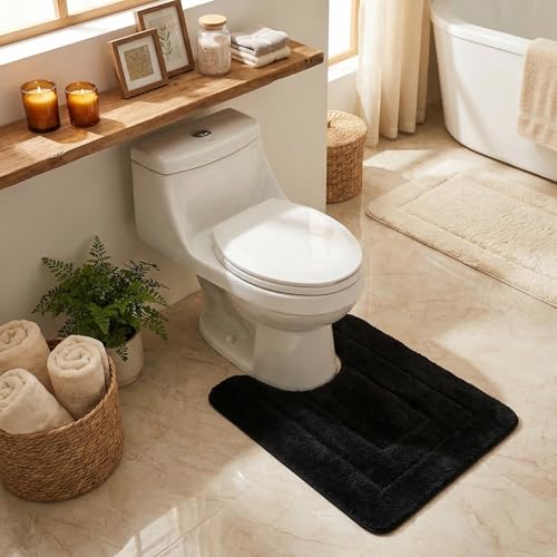 GRANNY SAYS Black U Shaped Toilet Rug 20 x 24 Non-Slip Bath Mat