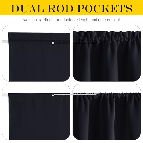 NICETOWN Black Insulated Door Blackout Curtain Privacy for Bedroom, French Blinds Rod Pocket Window Treatment Light Out Thermal Shade with Tieback for Kitchen/Classroom, 25 x 64 inch, 1 Panel by NICETOWN - Used condition - Image 2