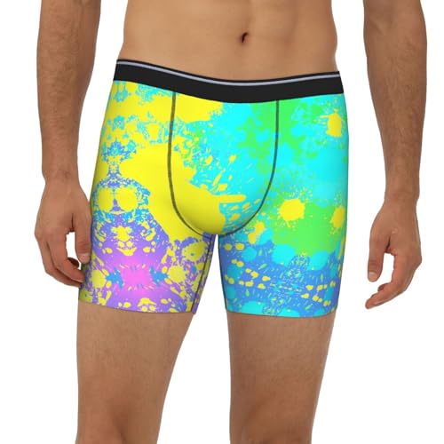 Glow in Dark Splatter Neon Men's Underwear Boxer Briefs Soft Stretch Long Leg Underpants Trunks for Gift2
