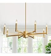 ASGYISA 8-Light Gold Candle Chandeliers Modern Farmhouse Ceiling Light Fixture Industrial Lightin...