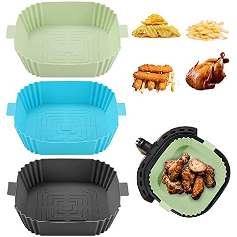 3PCS Silicone Air Fryer Liner 6.5inch/16.5cm Air Fryer Silicone Basket Pot Reusable Non-Stick Waterproof Airfryer Baking Mould Food Grade Air Fryer Silicone Baking Tray for Air Fryer|Oven|Microwave… Cover