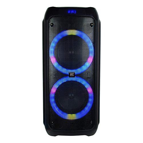 Image of Ant Audio Rock 750 Portable Party Karaoke Bluetooth Speaker with FM Radio, Micro SD Card, USB, LED Lights Comes with 8inch(20cm) Dual Subwoofer - 75 watt