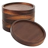 5 Pcs Dessous de Verre en Bois, 10cm sous Verres en Bois Antidérapants, Dessous de Verre pour Verres à Bière, Vin et Bouteilles, Décoration pour Bar Home