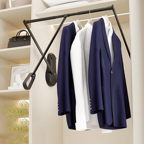 Tringle de penderie rétractable latérale et extensible noire