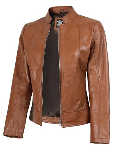 Blingsoul Brown Leather Jacket Women | [1300864] Amy (L)