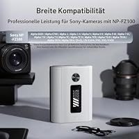 PHOTOOLEX 2600mAh NP-FZ100 Ersatzakku, wiederaufladbarer Kameraakku mit USB-C-Schnellladefunktion und Digitalanzeige, kompatibel mit Sony A1, A9, A9 II, A7 III, A7R V, A7S III, A7 IV, A6600, A7C -2PCS – Ansicht 7