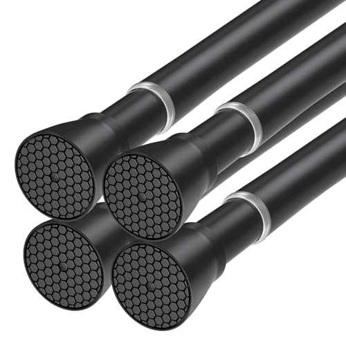 Image of Black Tension Rods for Windows 28 to 48 Inch 4Pack Spring Curtain Rod Tension Curtain Rod Expandable Pressure Shower Curtain Rod Tension No Drill Adjustable Curtain Rods for Bathroom,Doorway,Door