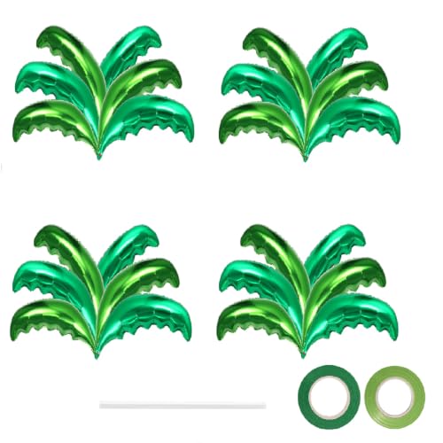 Image of 24 Pcs Palm Tree Leaves Balloons,Hawaiian Tropical Green Leaf Balloons,Foil Coconut Tree Leaves Balloon for Birthday Baby Shower Hawaii Luau Tropical Beach Party Supplies