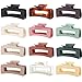 12 Pcs Large Square Hair Claw Clips for Women, 4.3-Inch Matte Rectangle Claw, Strong Hold Non-slip Hair Clips for Thick & Thin Hair,Mixed Color for Gifting, Work, and Daily Styling