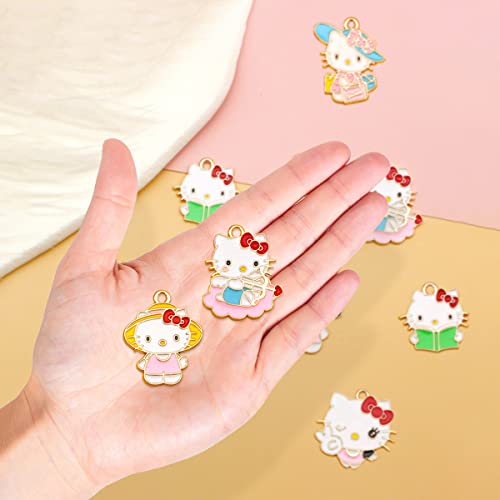 Njbiglb21 Pieces Enamel Cat Charms For Jewelry Making 7 Styles Cute Cat Charms Earring Necklace Bracelet Pendants Crafts #TOP5
