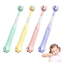 4 Stück Triplebrush Kinder,Triple Brush Dreiseitige Zahnbürste für Kinder,3-Sided Toothbrush,Dreikopfzahnbürste.Weich und Langlebig,360-Grad-Reinigung,Geeignet für kids 1-14 jahre