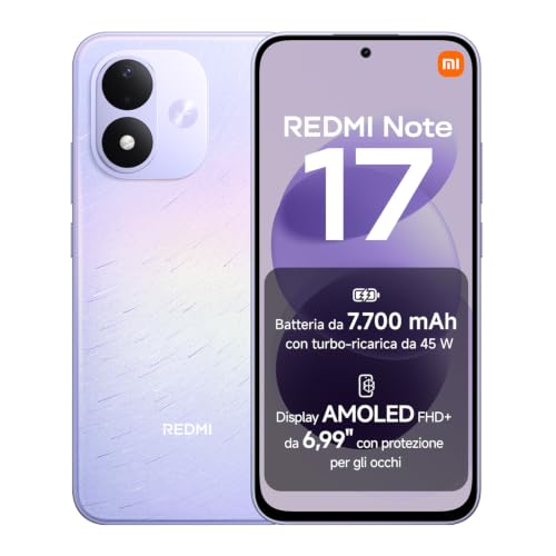 REDMI Note 17, Smartphone 4+128GB, Celestial Purple, Batteria da 7700 mAh