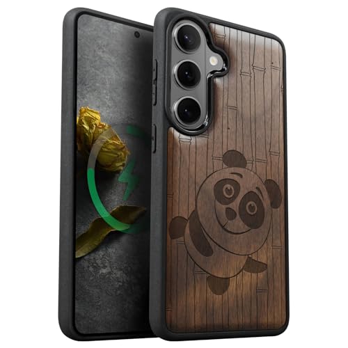 Coque Samsung S26 Magsafe antichoc en bois de noyer étui Galaxy S26