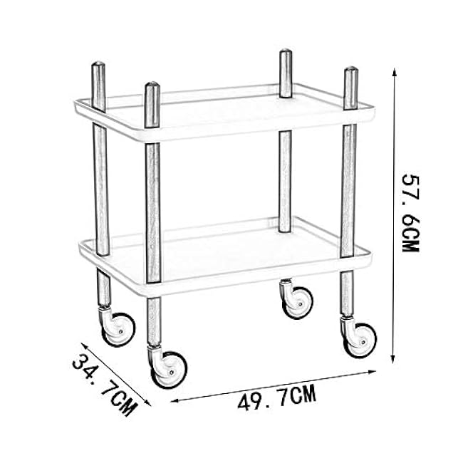 Trolley,Cart,Household Multi-Layer Trolleys,Cart Storage Shelf Solid Wood Frame Wheels Multifunction for Bathroom, Kitchen, Office, 3 Colors, 2 Sizes,49.7X34.7X57.6Cm-uRv1zVvu