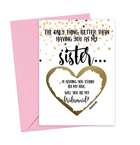 Will You Be My Bridesmaid Scratch Off Card for Sister, Card for Bridal Partry Proposal from Bride and Groom (Sister Bridesmaid)