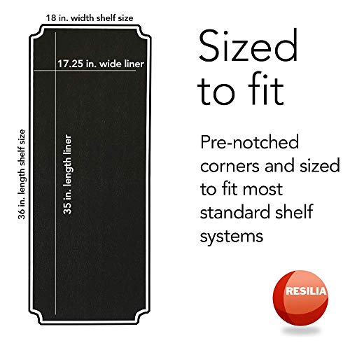 Resilia Shelf Liner Set For Wire Shelving Units – 5 Pack, 18 Inches X 36 Inches, Black Vinyl, Heavy Duty, Made In The Usa, For Kitchen, Bathroom, Garage Storage #TOP1