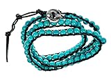 BlueRica Turquoise Howlite Natural Stone Leather Wrap Anklet Bracelet