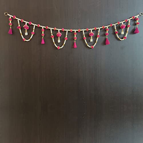 Image of Handmade Door Hanging Round Moti Latkan Style Bandarwal Toran (TMR-16) -Diwali New Year Inauguration Wedding Festival Home Decor Pooja (40 Inch X 6 Inch)
