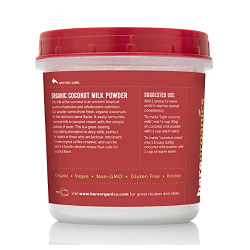 Bareorganics Coconut Milk Powder | Organic, Vegan, Non-Gmo, Gluten-Free | Dairy Free, 8Oz #TOP4
