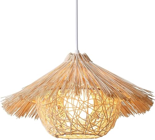 Suspension bambou tressé salon lustre design pour salle à manger