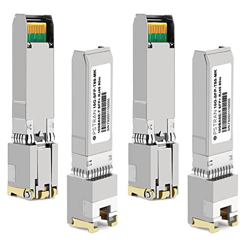Image of 10GBASE-T SFP+ RJ45 Copper Transceiver Module Compatible with Mikrotik S-RJ8010 10G SFP+ 80m Cat6a /7 4 Pack