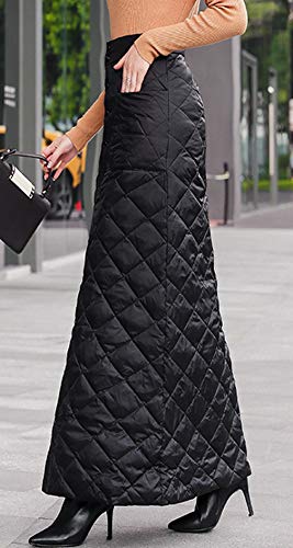 GGUHHU Womens Classic High Waist Button Down Pocketed Quilted Thick Warm Skirts3