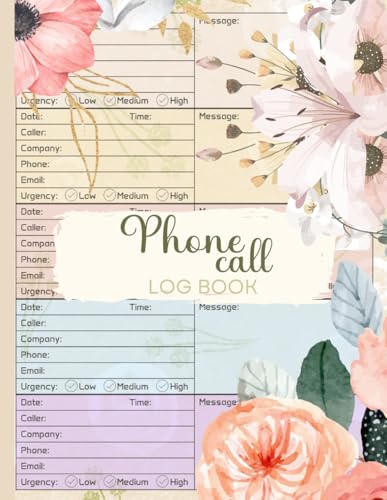 Phone Call Log Book: Organize Your Phone Calls and Voicemails in Style | 80 Pages of Colorful Recording Space | 8.5x11 inches.