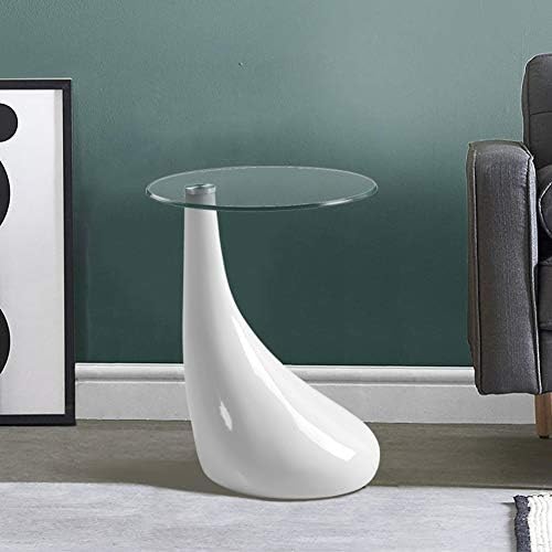 GOLDFAN Glass Side Table Modern High Gloss End Table Coffee Table