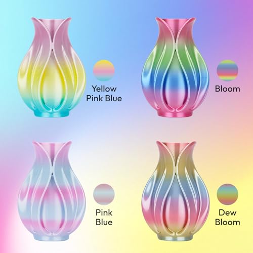 Image of AMOLEN Silk Rainbow PLA Filament 1.75mm, Shiny Multicolor Gradient Color Change, 4-Pack 800g (4x200g) Assorted Colors, Dimensional Accuracy ±0.02mm, NO-Tangle & Low Warping, Fits Most FDM 3D Printers