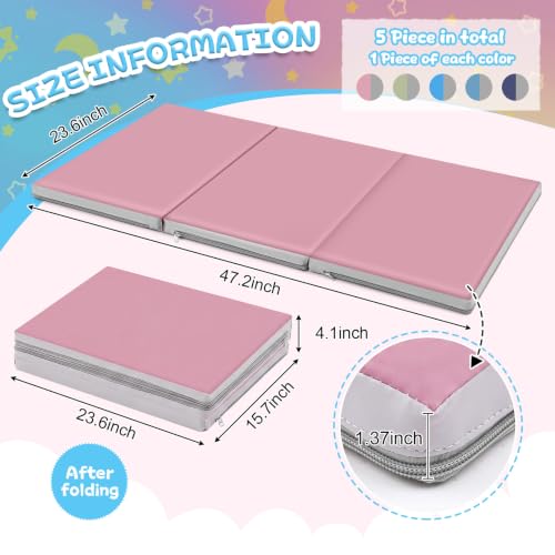 Image of Wesiti 5 Pcs Folding Kids Nap Mats for Preschool Daycare, 3 Section Folding Rest Mats Sleeping for Kids Toddler Nap 1 Inch Thick, Kindergarten School Classroom Supplies (Earthtone)