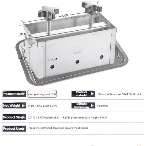 Prensa de carne de acero inoxidable resistente con molde premium de goteo 6