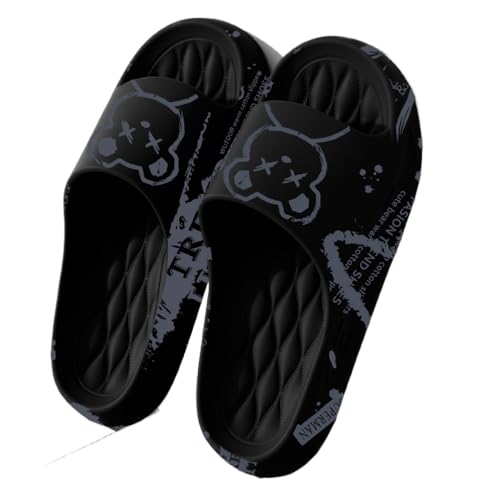 Premium Comfort Bear Print Extra Soft Slides Non Slip Flat Sandals Summer Slippers For Women Indoor Outdoor Footwear
