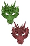 DISBACANAL Máscara de Dragón Verde - Carnaval - Animales - Mascara de Disfraces - Adultos - Unisex-Adultos