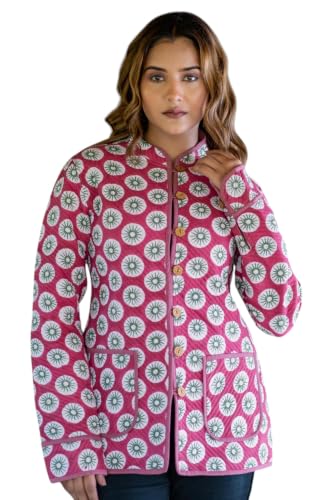 Image of Reversible Jacket for Women | Double Sided Quilted Jacket | Reversible Winter Jacket for Women | Stylish Ethnic Printed Jacket | Warm & Comfortable Casual Outerwear