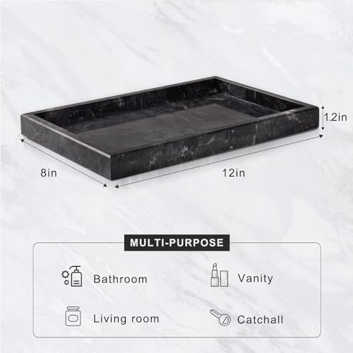 image for Homaura Marble Bathroom Tray for Countertop & Home Decor, Natural Deco