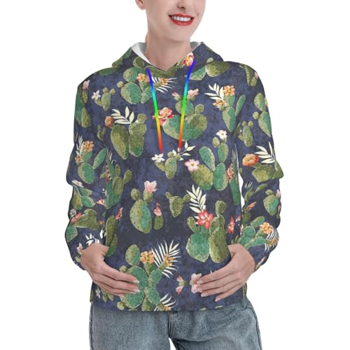 Sweat à capuche femme cactus aquarelle avec poche kangourou douce