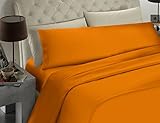 Banzaii Juego de Sábanas 100% Microfibra 3 Piezas para Cama de 150 – 1 Sábana Bajera Ajustable + 1 Encimera + 1 Funda de Almohada 45x170 cm, Naranja Claro