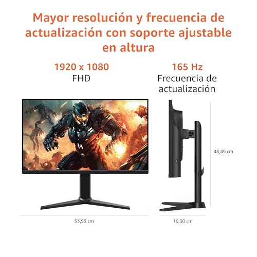 Detalles del monitor que muestran la resolución de 1920 x 1080 y frecuencia de actualización de 165 Hz