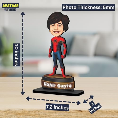 Image of Personalized Gift for Kids, Friends Character Caricature Photo Frame Unique Design Customized Gift for Children, Return Gift Idea (Spiderman, 10 INCHES)