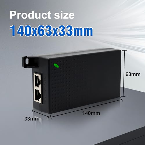 Image of Gigabit PoE++ Injector, Power Over Ethernet Plus Adapter | 60W, 48V, 10 /100 /1000Mbps, RJ-45 Shielded, IEEE 802.3af /at /bt Compliant, Up to ( 328 FT ) 100M