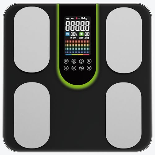 Báscula inteligente con grasa corporal y masa muscular, IMC, grasa visceral, agua corporal (20 valores corporales), báscula de baño con análisis de grasa corporal, tecnología BIA de 4 electrodos Báscula inteligente con grasa corporal y masa muscular, IMC, grasa visceral, agua corporal (20 valores corporales), báscula de baño con análisis de grasa corporal, tecnología BIA de 4 electrodos