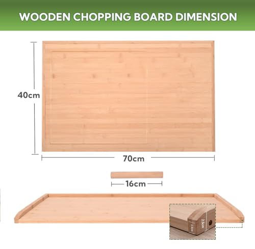 ybaymy Wooden Chopping Board Extra Large 70 x 45 x 2.5cm Bamboo Cutting Board for Kitchen Reversible Carving Board Large Chopping Tray with Juice Groov for Meat Vegetables Cheeses Bread - Image 4