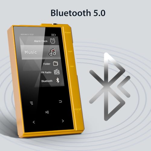 Image of 32GB MP3 Player with 90 Hours Long Battery Life,Bluetooth 5.0,Phinistec Z6 Digital Audio Player with Sturdy and Durable Metal Frame, 2.4'' IPS Glass Screen,FM Radio,Support up to 256GB