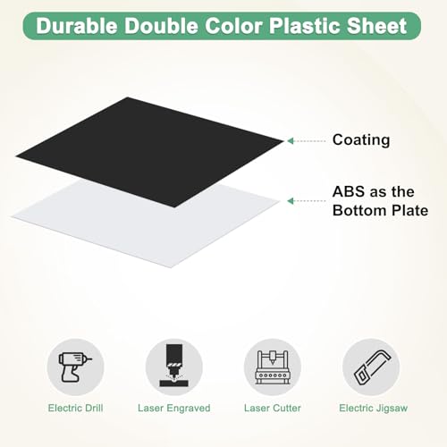 Image of M METERXITY 6-Pack Engraving Blank Materials Double Color 10x2 Inch, 1.3mm Thick ABS Plastic Sheet Yard Signs Name Plate for Door /Office /Home /Conference /Hotel /DIY Carving[Black /White]